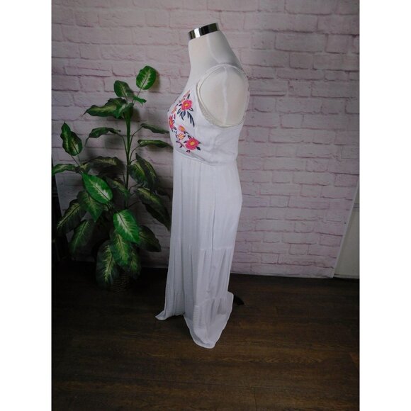 Kelly Renee Dress Womens XL White Embroidered Floral Maxi Boho Beach Sundress - Picture 9 of 10